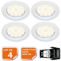 Lampesecoenergie - Lot de 4 Spot led complete ronde fixe eq. 50w blanc chaud
