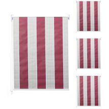Lot de 4 stores à enroulement HW C-D52, stores à enroulement latéral, 100x160cm protection solaire opaque rouge/blanc/beige