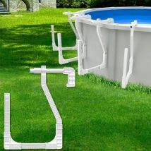 Lot de 4 supports de bâche solaire en plastique réglable pour piscine hors sol avec support de charge de 10 kg (blanc)