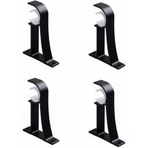 Lot de 4 supports de tringle à rideau décoratifs robustes pour tringles à rideaux de 2,5 à 3,2 cm, noir