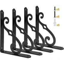 Lot de 4 supports d'étagères murales en métal, 10 pouces, support d'étagère robuste, supports rustiques en forme de l, étagères flottantes pour