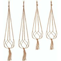 Lot De 4 Suspension Corde Plante Macramé Porte Pot Suspendu Plante Cintre Intérieur Extérieur Décoration Du Jardin Avec - 2 Pièces 105 Cm Et 2 Pièces 