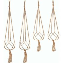 Lot de 4 Suspension Corde Plante Macramé Porte Pot Suspendu Plante Cintre Intérieur Extérieur Décoration du Jardin avec - 2 pièces 105 cm et 2 pièces