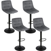 Lot de 4 Tabouret de Bar en Velours Hauteur Réglable Pivotant pour Bar/Cuisine gris foncé