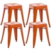 CLP - Lot de 4 tabourets bas au style industriel Armin en métal Orange