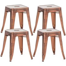 CLP - Lot de 4 tabourets bas au style industriel Armin en métal Cuivre