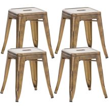 CLP - Lot de 4 tabourets bas au style industriel Armin en métal Or