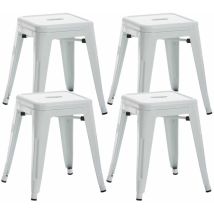 CLP - Lot de 4 tabourets bas au style industriel Armin en métal Blanc