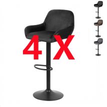 Skecten - Lot de 4 Tabourets de Bar, Chaise Bar Haute en Velours, Tabourets de Bistrot Tabourets de Comptoir avec Repose-Pieds, Chaise Haute pour