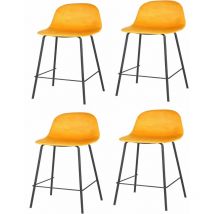 Lot de 4 Tabourets de bar design velours Ima