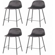 Urban Living - Lot de 4 Tabourets de bar design velours Ima