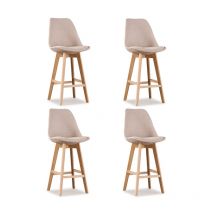 Designetsamaison - Lot de 4 tabourets de bar beige - Gotteborg