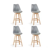 Designetsamaison - Lot de 4 tabourets de bar grises - Gotteborg