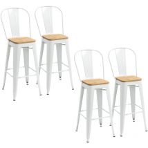 MH - Lot de 4 tabourets de bar janice blanc et bois