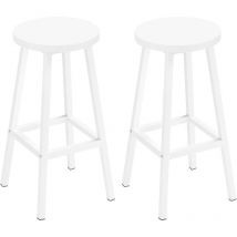 Klihome - Lot de 2 Tabourets de Bar Siège Rond en Bois d'Ingénierie - Structure Métallique - Tabouret Fixe Haut - Chaise Haute Cuisine - Repose-Pieds