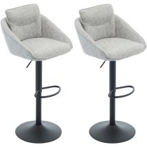 Lot de 2 Tabourets de Bar Moderne Chaise Haute Cuisine Réglable en Hauteur et Repose-Pieds, Chaise de Bar Tissu pour Cuisine, Gris, Wahson