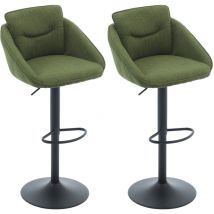 Lot de 2 Tabourets de Bar Moderne Chaise Haute Cuisine Réglable en Hauteur et Repose-Pieds, Chaise de Bar Tissu pour Cuisine, Vert, Wahson