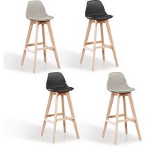 Designetsamaison - Lot de 4 tabourets de bar Mix Color Noir x2, Gris x2 - Eski