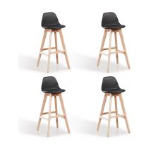 Designetsamaison - Lot de 4 tabourets de bar noir - Eski
