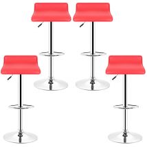 Aqrau - Lot de 4 Tabourets de bar rouge reglables