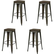 Urban Living - Lot de 4 Tabourets de bar vintage Liv