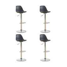 Designetsamaison - Lot de 4 tabourets de cuisine noire - Deki