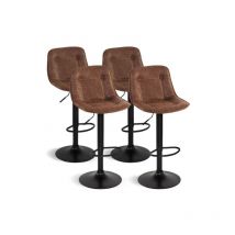 Idmarket - Lot de 4 tabourets de bar vintage idmartket denver - Marron