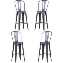 Nest Dream - Lot de 4 tabourets en métal - Bistro - Noir