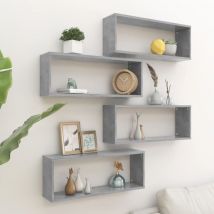 Maison Chic - Lot de 4 Étagères cube murales Armoire murale Meuble Étagère Gris béton 60x15x23 cm Aggloméré 12262