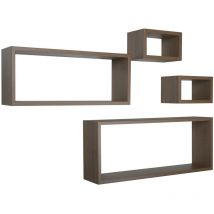 Tagères à mur rectangulaires lot de 4 pc mod. merlino chêne tabac