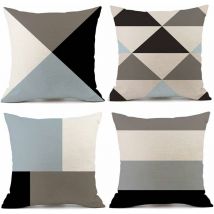 Lot de 4 taies d'oreiller géométriques colorées taie d'oreiller housses d'oreiller en lin, housses d'oreiller décoratives housses carrées, pour