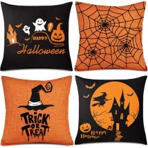 Lot de 4 taies d'oreiller Halloween, taie d'oreiller pour coussin de canapé