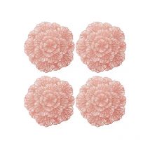 Lot de 4 tapis de fleurs élégants pour dîner/décoration de mariage en or rose
