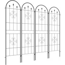 Lot de 4 treillis de jardin support pour plantes grimpantes L.50 x H.180 cm acier noir