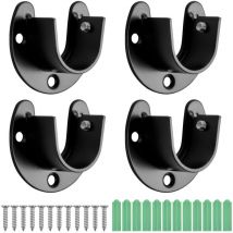Lot de 4 tringles à rideaux en u, embouts de tringle à rideaux de 25 mm, douilles de tringle de placard en acier inoxydable