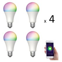 Lot de 4 x Ampoule E27 led connectée rvb 8,5W 800 lm