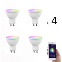Lot de 4 x Ampoule GU10 led connectée rvb 4,8W 380 lm