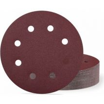 Lot de 40 disques abrasifs 180 mm grain 240 - disques de 180 mm - 8 trous - Papier abrasif pour ponceuse murale