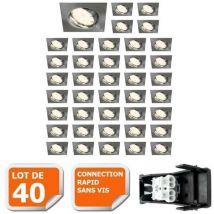 Lampesecoenergie - Lot de 40 spot encastrable orientable led carré alu brossé GU10 230V eq. 50W blanc chaud