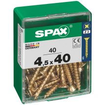 Boîte 40 Unités. Vis a Bois Spax Cab. Plat Yellox 4.5x40mm Spax