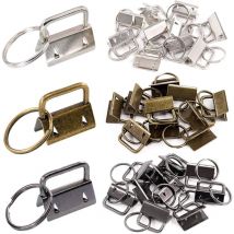Lot de 45 porte-clés 3 couleurs 25 mm avec porte-clés, parfaits pour les bracelets de sac avec tissu/ruban/sangle/gaufré et autres travaux manuels