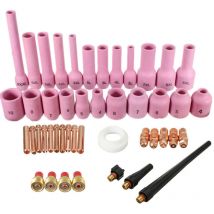 Lifcausal - Lot de 46 accessoires pour chalumeau à souder tig, pinces à gaz, lentilles, buses à gaz en céramique, kit d'outils de soudage pour