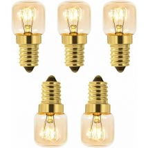 Ladacèe - Lot de 5 Ampoule à Sel 15W E14 T22, Incandescence Blanc Chaud 2700K, 80LM, ac 230V, Ampoule Four 15w 300°, Pour Four, Frigo, Lampe de Sel,