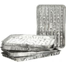 Csparkv - Lot de 5 barquettes en aluminium, barquette alu, lot de barquettes, Aluminium, Argenté, 34 x 23.5 x 2 cm