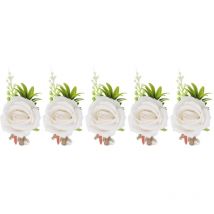 Lot de 5 broches pour boutonnière de mariage en plastique fixe pour corsage de fleurs artificielles pour mariée et marié