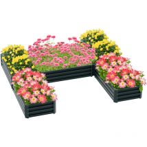 Outsunny - Lot de 5 carrés potager de jardin - forme personnalisable - tôle d'acier ondulée vert