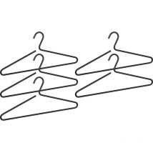Lot de 5 cintres Lux Wenko idéal pour robes grâce à son ouverture, largeur 42cm, design minimaliste et robuste, Aluminium, 42x19x0,8 cm, Noir satiné