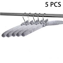 Lot de 5 cintres rembourrés en satin, cintres pour pull, robe de mariée, cintres en soie, tissu doux sans bosse (gris)