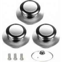 Bouton de Couvercle,3 Pièces Poignée Couvercle Casserole, Convient Pour Poignée de Couvercle en Verre, Couvercle de Casserole en Acier Inoxydable,