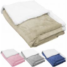 Lot de 5 couvertures, plaids polaires pour enfant 75 x 100 cm en flanelle et sherpa ultra doux - Beige Monsieur Bébé